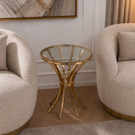 Metalni stolić sa staklenom pločom