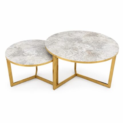 Set stolova za dnevni boravak sa metalnim postoljem i MDF pločom