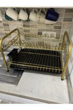 Cjedilo za suđe sa metalnom konstrukcijom u zlatnoj boji - Image 2