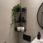 Zidna polica sa tri nivoa za kupatilo u crnoj boji