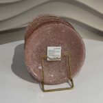 Set staklenih šljokičastih tanjirića za desert 6/1 u roze nijansi